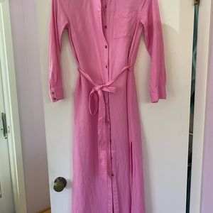 Pink Button-Up Shirt Dress
